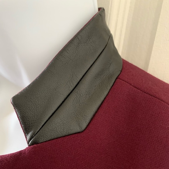 Burgundy Mexx Metropolitan Blazer Jacket with Black Faux Leather Details - Picture 6 of 16